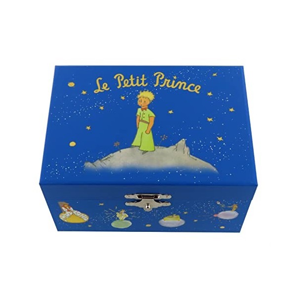 Boîte à musique/coffret musical/boîte à bijoux musicale Trousselier en bois avec Le petit prince de Saint-Exupéry et le renar