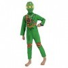 laughZuaia Costume de guerrier ninja pour garçons, enfants, Halloween, cosplay, fête, jeu de rôle pour enfants 130, vert 