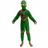 laughZuaia Costume de guerrier ninja pour garçons, enfants, Halloween, cosplay, fête, jeu de rôle pour enfants 130, vert 