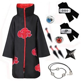 JMOCD Akatsuki Uchiha Itachi Manteau pour enfant adulte Unisexe Cosplay Costume Cosplay Halloween Noël Party Costume Cape ave