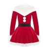 Aiihoo Déguisement Noël Enfant Fille Costume de Noël Mère Fille Robe Noel Doux Velours 3Pcs Ensemble de Noel Robe+Cape+Manche