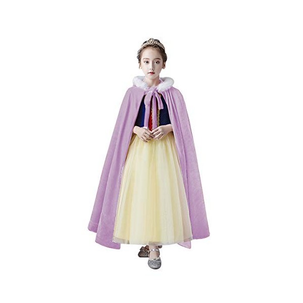 Cape en Velours pour Enfants Cape Longue à Capuche des Filles Cape Déguisement Princesse pour Halloween Cosplay Tenue dhiver