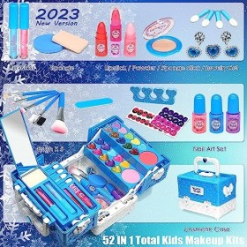 Ensemble de maquillage pour fille – 52 pièces sûres et lavables pour enfants, kit de maquillage véritable pour filles, kit de