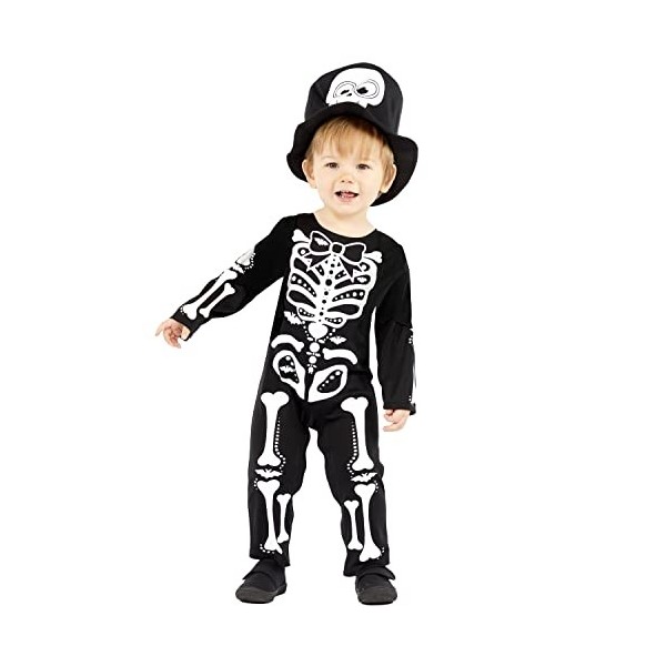 amscan 9914824 Déguisement de petit squelette pour enfant - Costume dHalloween pour filles et enfants - Cosplay 4-6 ans 
