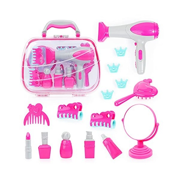 Bayer Design - 79130AB Set de Coiffure avec Coffret, sèche-Cheveux avec Sons, Accessoires pour Cheveux, Maquillage de Jeu