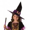 Rubies Déguisement sorcière magique pour fille, robe dorée et violette avec chapeau, officiel Rubies pour Halloween, carnaval