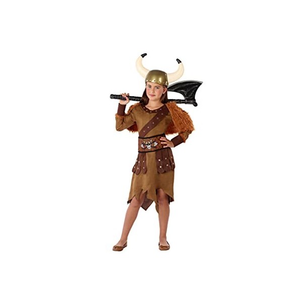Atosa-61488 Costume-Déguisement Femme Viking 7-9, Fille, 61488, Marron, De De 7 à 9 ans