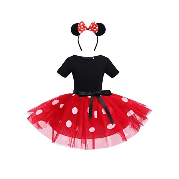 FYMNSI Costume de princesse pour bébé fille à pois pour enfant - Pour carnaval, anniversaire, fête, cosplay - Pour 6 mois - 7