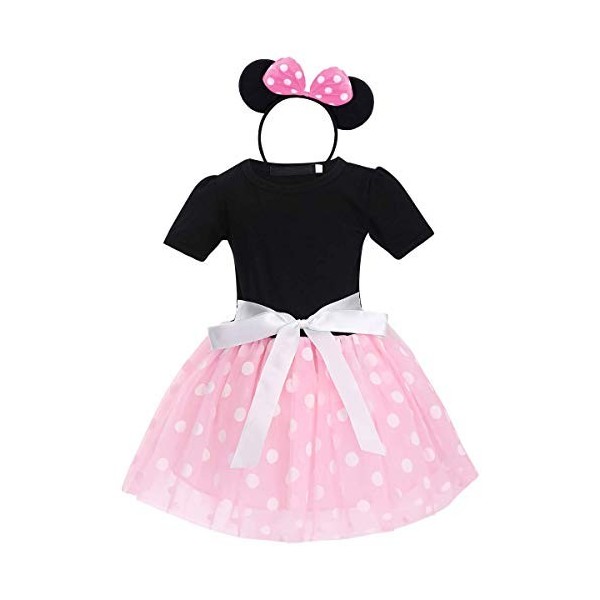 FYMNSI Costume de princesse pour bébé fille à pois pour enfant - Pour carnaval, anniversaire, fête, cosplay - Pour 6 mois - 7