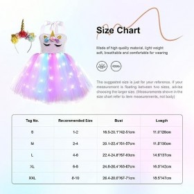 JanJean Robe Tutu De Princesse Licorne Fille Avec Lumière Brillante Deguisement Licorne Costume Carnaval Scène Anniversaire F