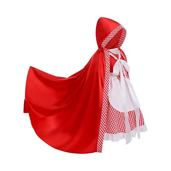 IBAKOM Costume Petit Chaperon Rouge Enfants Filles Robe Princesse Super-héros Dessin Animé Cosplay Noël Carnaval Halloween Dé