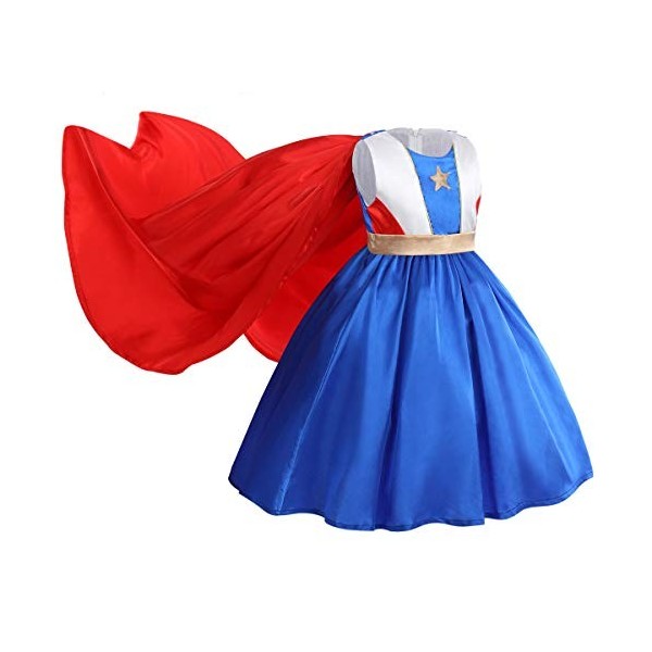 IBAKOM Costume Petit Chaperon Rouge Enfants Filles Robe Princesse Super-héros Dessin Animé Cosplay Noël Carnaval Halloween Dé