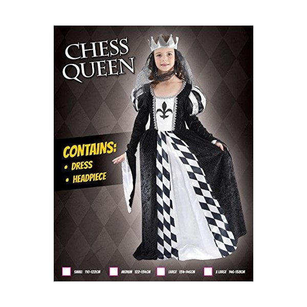 Bristol Novelty CC830 Costume de Reine Jeu dÉchec, Taille, Noir, Moyen