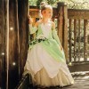 IDOPIP Deguisement Robe Princesse Tiana Enfant Fille, Costume Classique Princess and the Frog pour Anniversaire Fete Hallowee