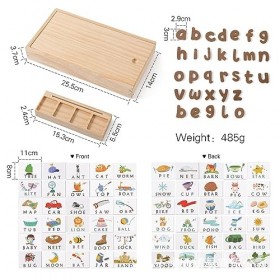 MagiDeal Cartes de Mots Assorties, Jouets de Lettres, Blocs en Bois, Jeu dorthographe, Lettres de lalphabet, Assorties, pou