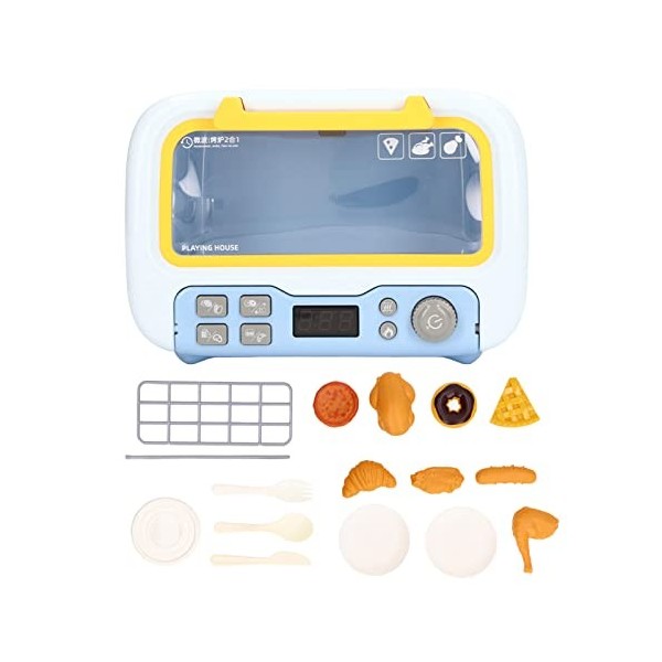 Keenso Ensemble de Jeu de Cuisine pour Micro-Ondes, Musique Légère, Couteau, Fourchette, Modèle Alimentaire, Jouets de Cuisin