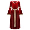 Oyolan Enfant Fille Déguisement Médiéval Robe Princesse Renaissance Velours Manches Longues Evasées Rétro Habiller Costume Ha