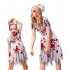 IKALI Filles Déguisement Zombie Cheerleaders,Lycée Sanglante Filles dhalloween Disguise Costume 4-6 Ans 