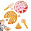 Générique 2 Pcs Jouet Coupe-Pizza en Bois - Jeu de Simulation de Pizza - Jouets en Bois de Coupe de Nourriture pour des Enfan