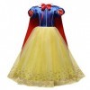 IBTOM CASTLE Enfant Fille Blanche Neige Déguisement Carnaval Princesse Cosplay Costume Robe à Manches Courtes pour Cérémonie 