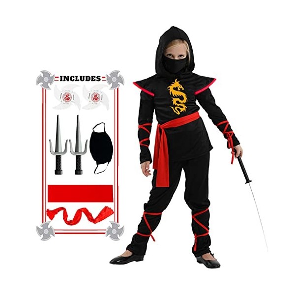 Costume de ninja de luxe pour enfants, fête dHalloween, jeux de rôle ninja taille L 