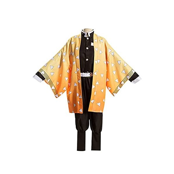 LIVASH Agatsuma Zenitsu Cosplay Costume Kimono Cosplay Tenues Costumes De Fête Cosplay Vêtements Pour Enfants Adultes,Yellow-