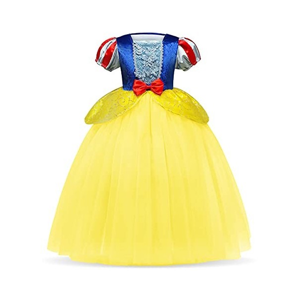 IMEKIS Enfant Filles Blanche-Neige Costume Princesse Halloween Cosplay Habillage De Noël Fantaisie Robe En Tulle Avec Accesso