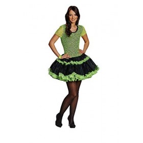 Robe en maille rose fluo, jaune, vert, orange * Jupon costume des années 80 34, jaune 