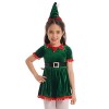 TiaoBug Enfant Fille Déguisement Elfe Noël Costume Mère Noël Santa Robe Lutin Princesse Bretelle Robe à Paillettes Chapeau Pè