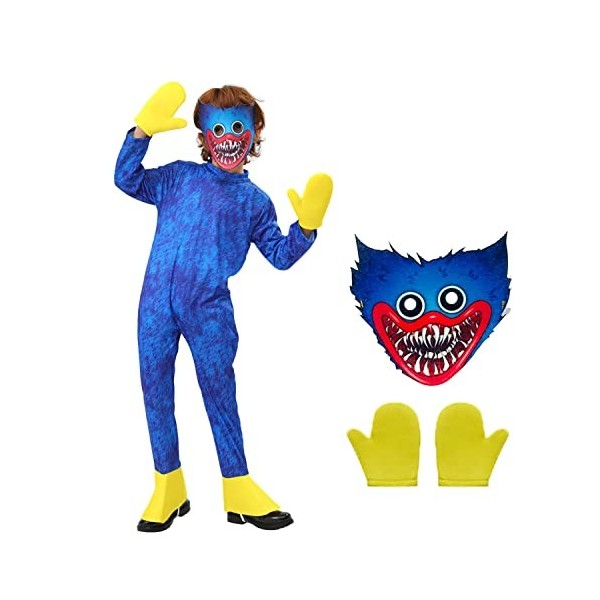 LucaSng Costume de coquelicot pour enfant avec masque et gants Bleu Taille L