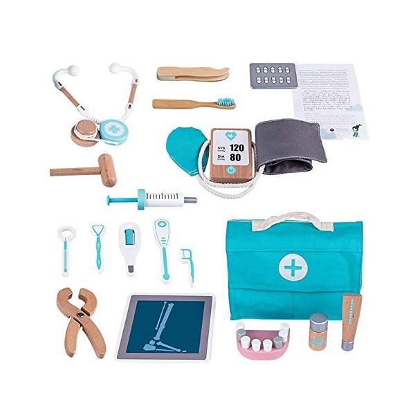 YEYP Kit dDentiste pour Enfants, kit Docteur pour Enfants, kit Dentiste éducatif 17 pièces avec Outils en Bois, Jouets Simul