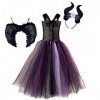 Enfants Bébé Filles Maleficent Costume Maléfique Sorcière Méchante Reine Déguisement Fantaisie Tutu Habiller Halloween Cospla