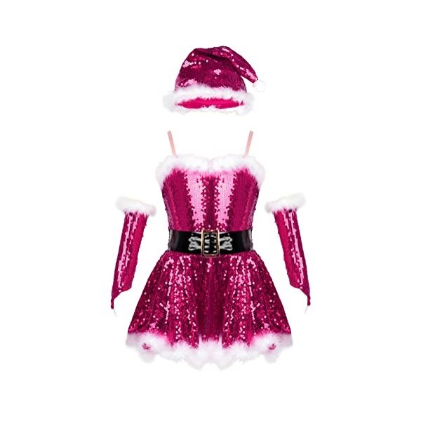 Alvivi Enfant Fille Robe De Noël Déguisement Princesse Noël Robe Costume Mère Noël Et Chapeaux Robe Tenue Soirée Partie Fête 