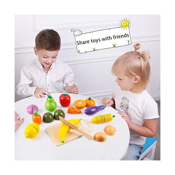 Jeu de simulation alimentaire en bois Velcro Fruit Cutting Toys pour  tout-petits