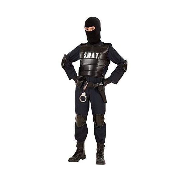 "S.W.A.T. OFFICER" jumpsuit, bulletproof vest, belt with holster andpurse, knee pads, elbow pads, mask - 158 cm / 11-13 Ye