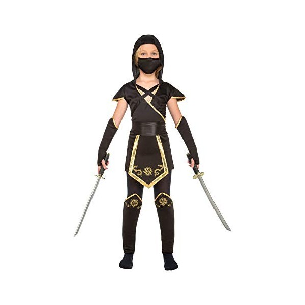 Mon autre moi, Costumes vivants, Ninja-Kostüm für Mädchen, Farbe: schwarz 10-12 ans Schwarz