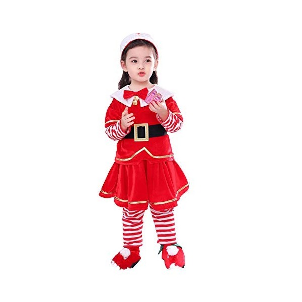 SalmophC Costume de père Noël pour enfants, Costume de père Noël pour enfants de Noël avec chapeau Festival de fête de Noël D