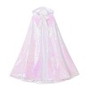 Cape longue à capuche pour fille avec sequins pour costume de princesse de Noël, Halloween, cosplay - Blanc - 5-10 ans