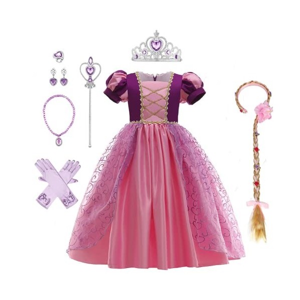 IBTOM CASTLE Filles Princesse Robe+Accessoires Raiponce Ensemble Conte De Fées Cosplay Halloween Carnaval Costumes Noël Anniv