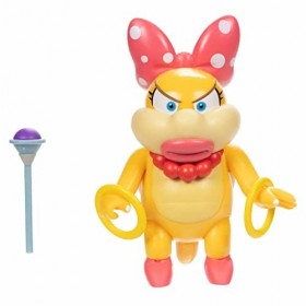 World of Nintendo - Super Mario - Figurine articulée 10.2cm + Accessoire - Wendy + Baguette Magique