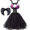 OBEEII Déguisement - Reine Malefique - Fille Halloween Carnaval Robe ave Bandeau +Ailes Sleeping Beauty Tutu Halloween Noël C