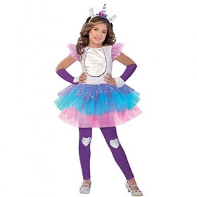 amscan 9903536 Robe tutu licorne colorée avec bandeau, leggings et manchettes – 8-10 ans – 1 pièce