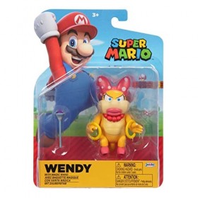 World of Nintendo - Super Mario - Figurine articulée 10.2cm + Accessoire - Wendy + Baguette Magique