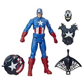 Hasbro E8683 Spider-Man Maximum Venom Titan Hero Venom Captain America avec Démarreur Projecteur 6 Accessoires à partir de 4 
