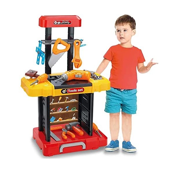 BAKAJI- Banc doutils DIY Jouet Enfants Transformable en Mallette Portable, 8054143023053