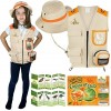 Cheerful Children Toys Kit de costume dexplorateur pour enfants – Gilet et chapeau de safari plus manuels éducatifs dinosaur