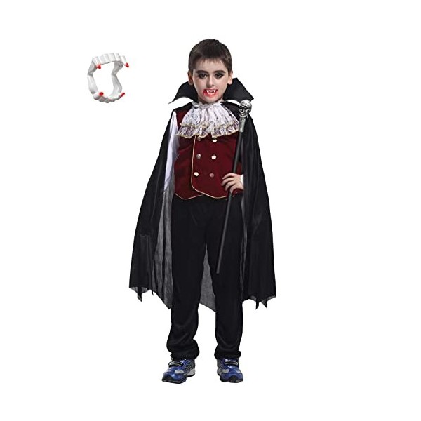 Costume dHalloween gothique classique pour garçon avec dents de vampire et faucille 10-12 ans, vampire 