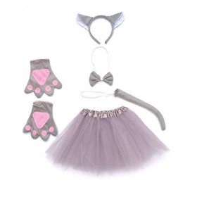 NUOBESTY Lot de 5 déguisements pour Oreilles de Loup, Bandeau Tutu échec, nœud Papillon, Gant, Queue danimal, Oreilles pour 