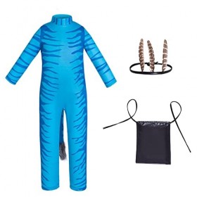 PIGMANA Avatar2 Cosplay Costume, Film Cosplay Costume, Adultes Enfants Jeu De Rôle Bleu Combinaison Garçons Filles Fête Hallo