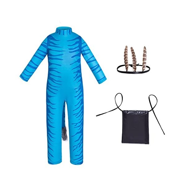 PIGMANA Avatar2 Cosplay Costume, Film Cosplay Costume, Adultes Enfants Jeu De Rôle Bleu Combinaison Garçons Filles Fête Hallo